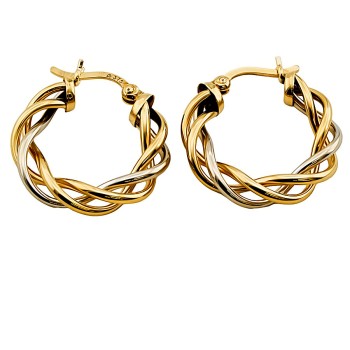 9ct Gold 2-Tone 2g Hoop Earrings